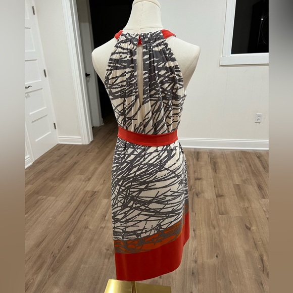 Adrianna Papell Hi Low Asymmetrical Dress Red Gray Sleeveless Sz 4 - Picture 5 of 14